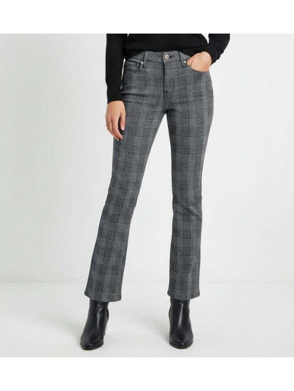 Frame Denim le Crop Mini Boot, Black And Grey Plaid, Size 27